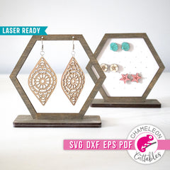 Earring Display Hexagon for Laser cutter svg dxf eps pdf SVG DXF PNG Cutting File