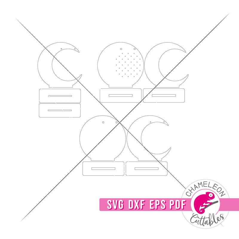 Earring Display waning Moon for Laser cutter svg dxf eps pdf SVG DXF PNG Cutting File