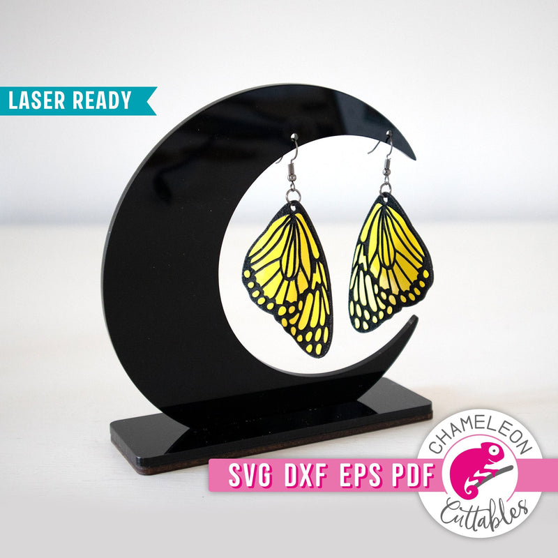 Earring Display waning Moon for Laser cutter svg dxf eps pdf SVG DXF PNG Cutting File