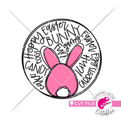 Easter Bunny Circle with Words svg png dxf eps jpeg SVG DXF PNG Cutting File