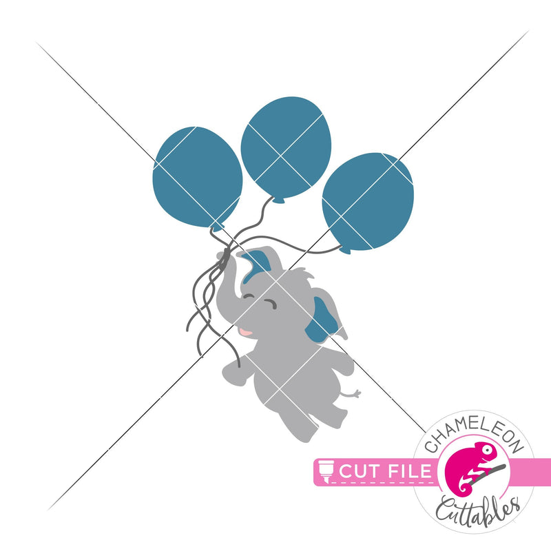 Elephant boy with 3 balloons svg png dxf eps jpeg SVG DXF PNG Cutting File