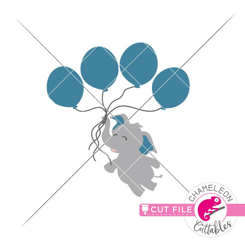 Elephant boy with 4 balloons svg png dxf eps jpeg SVG DXF PNG Cutting File