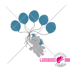 Elephant boy with 5 balloons svg png dxf eps jpeg SVG DXF PNG Cutting File