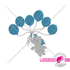 Elephant boy with 6 balloons svg png dxf eps jpeg SVG DXF PNG Cutting File