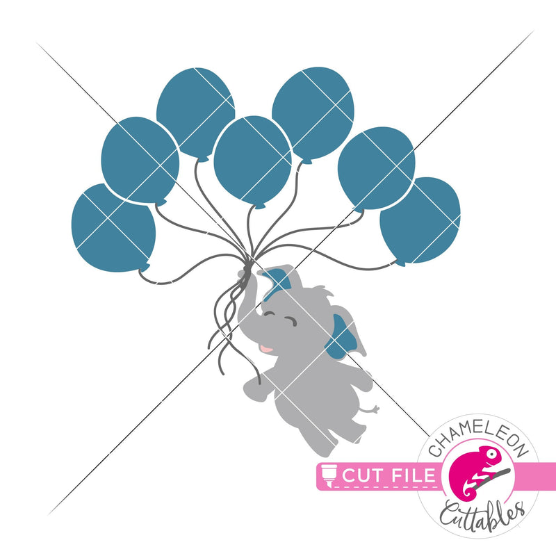 Elephant boy with 7 balloons svg png dxf eps jpeg SVG DXF PNG Cutting File