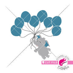Elephant boy with 8 balloons svg png dxf eps jpeg SVG DXF PNG Cutting File