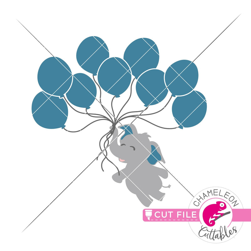 Elephant boy with 9 balloons svg png dxf eps jpeg SVG DXF PNG Cutting File