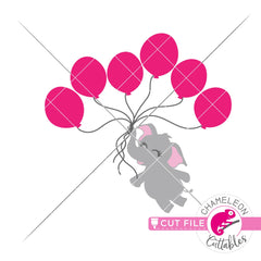 Elephant girl with 6 balloons svg png dxf eps jpeg SVG DXF PNG Cutting File