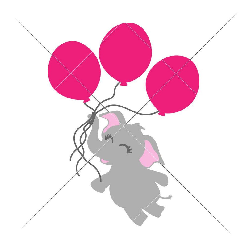 Elephant With 3 Balloons Svg Png Dxf Eps Svg Dxf Png Cutting File