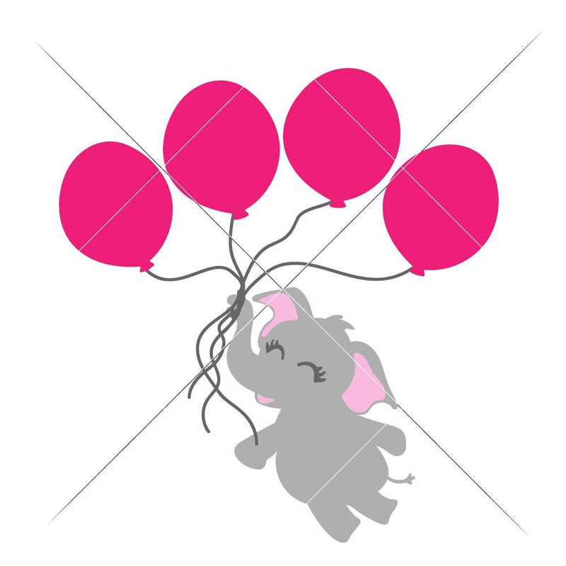 Elephant With 4 Balloons Svg Png Dxf Eps Svg Dxf Png Cutting File