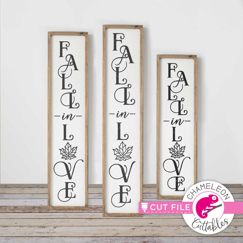 Fall in Love porch sign vertical svg png dxf SVG DXF PNG Cutting File