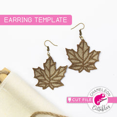 Fall Maple Leaf Earring Template svg png dxf eps SVG DXF PNG Cutting File