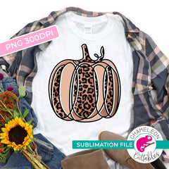 Fall Pumpkin with Leopard print brown pumpkin PNG file Sublimation PNG