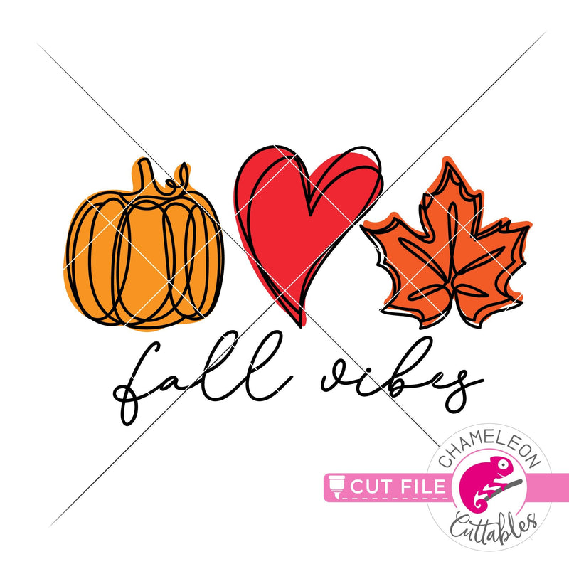 Fall vibes pumpkin heart leaf layered svg png dxf eps jpeg SVG DXF PNG Cutting File
