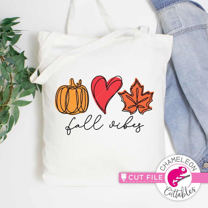 Fall vibes pumpkin heart leaf layered svg png dxf eps jpeg SVG DXF PNG Cutting File