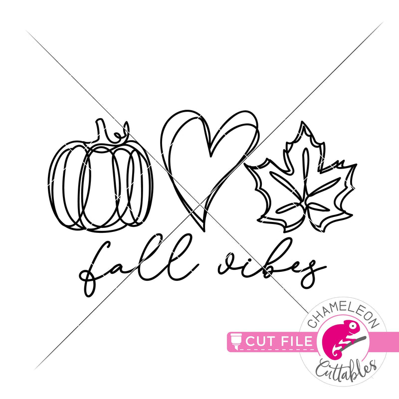 Fall Vibes Pumpkin Heart Leaf sketch line art svg png dxf eps jpeg SVG DXF PNG Cutting File