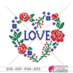 Faux Embroidery Heart Love Svg Png Dxf Eps Svg Dxf Png Cutting File