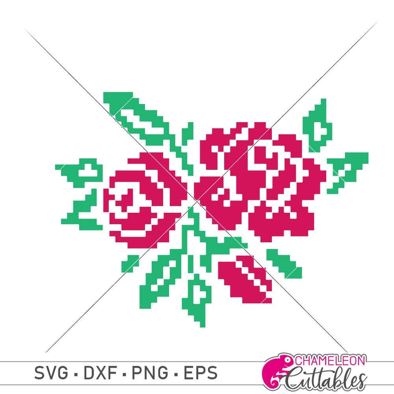Faux Embroidery Roses Svg Png Dxf Eps Svg Dxf Png Cutting File