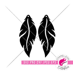 Feather Earring Template Fall svg png dxf eps jpeg SVG DXF PNG Cutting File