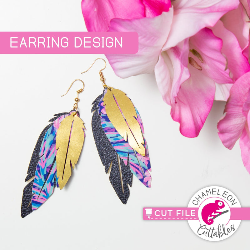 Feather Earring Template svg png dxf eps SVG DXF PNG Cutting File