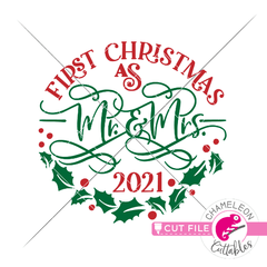 First Christmas as Mr. and Mrs. 2021 svg png dxf eps SVG DXF PNG Cutting File