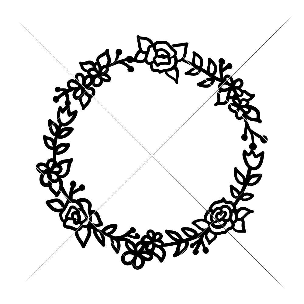 Flower Monogram Frame SVG, Circle Flowers SVG, Rose Circle