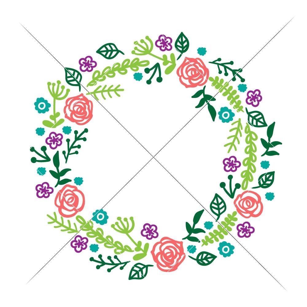 Floral Wreath svg, Rose, Flower svg, Cricut Cut Files