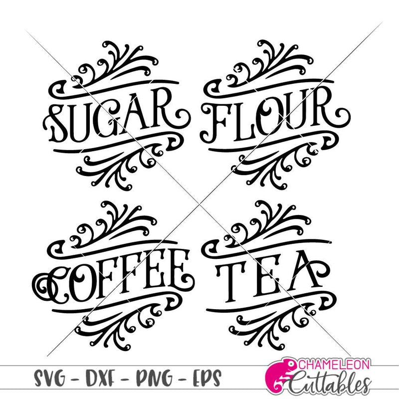 Flour Sugar Tea Coffee vintage canister svg png dxf eps SVG DXF PNG Cutting File
