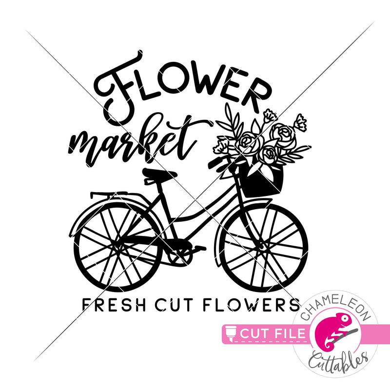 Flower Market Bicycle with Flowers svg png dxf eps jpeg SVG DXF PNG Cutting File