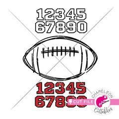 Football with Numbers scribble sketch drawing svg png dxf eps jpeg SVG DXF PNG Cutting File
