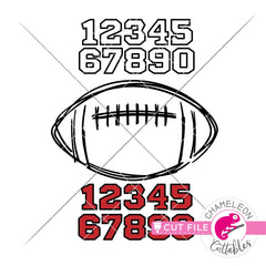 Football with Numbers scribble sketch drawing svg png dxf eps jpeg SVG DXF PNG Cutting File