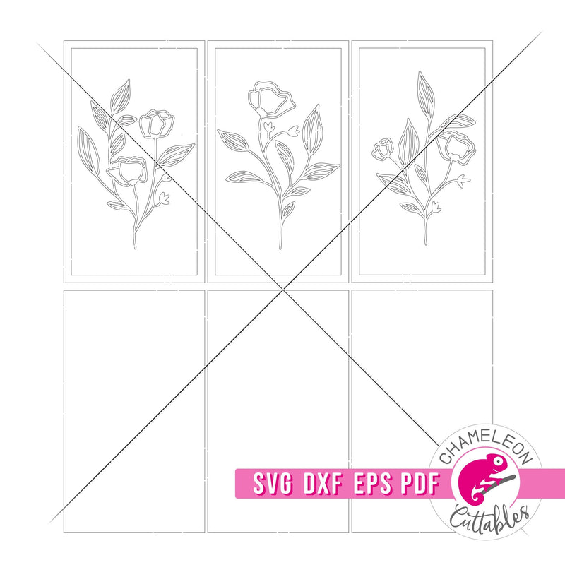 Framed Flowers Bundle for Laser cutter svg dxf eps pdf SVG DXF PNG Cutting File