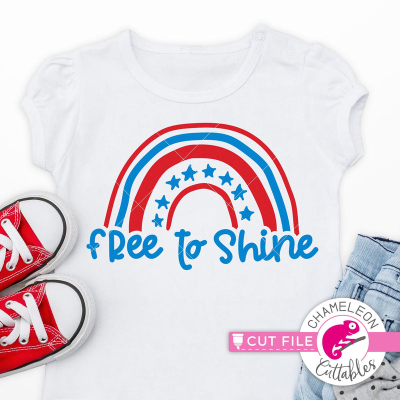Free to shine rainbow patriotic 4th of July svg png dxf eps jpeg SVG DXF PNG Cutting File