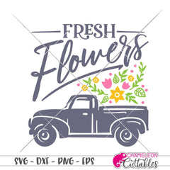 Fresh Flowers Vintage Truck Svg Png Dxf Eps Svg Dxf Png Cutting File