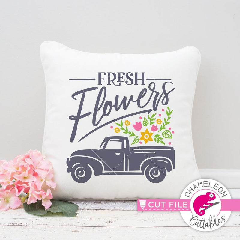 Fresh Flowers Vintage Truck Svg Png Dxf Eps Svg Dxf Png Cutting File