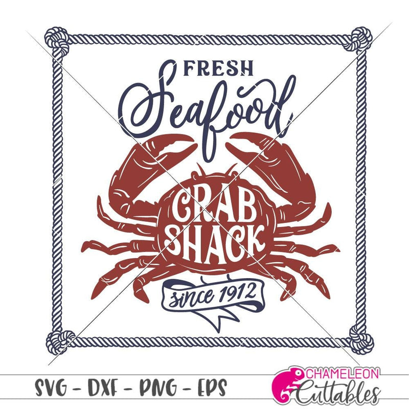 Fresh Seafood Crab Shack square svg png dxf eps SVG DXF PNG Cutting File