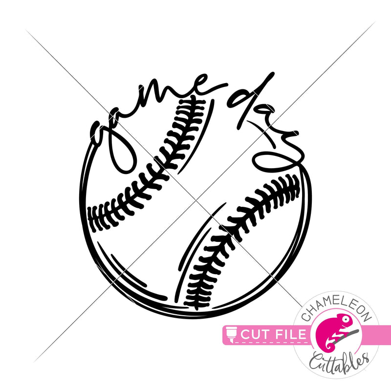 Game Day Baseball Softball Sketch Drawing svg png dxf eps jpeg SVG DXF PNG Cutting File