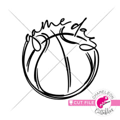 Game Day Basketball Sketch Drawing svg png dxf eps jpeg SVG DXF PNG Cutting File