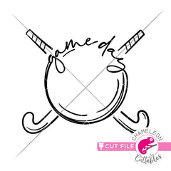 Game Day field hockey sketch drawing svg png dxf eps jpeg SVG DXF PNG Cutting File