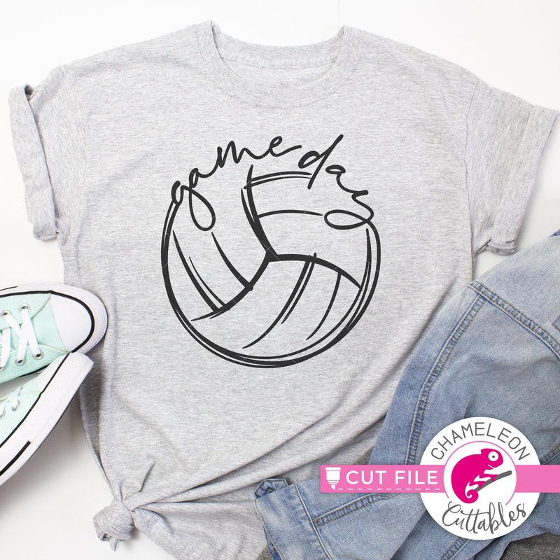 Game Day Volleyball Sketch Drawing svg png dxf eps jpeg SVG DXF PNG Cutting File