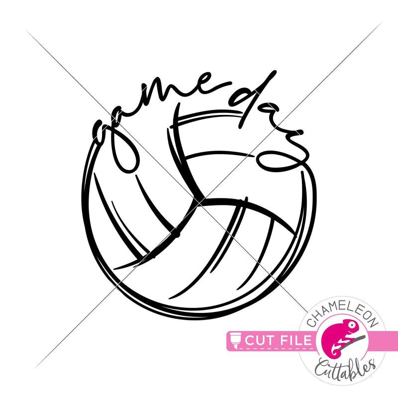 Game Day Volleyball Sketch Drawing svg png dxf eps jpeg SVG DXF PNG Cutting File