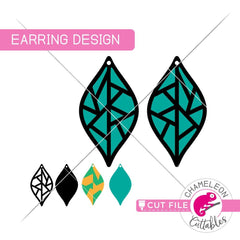 Geometric Leaf A Earring Template svg png dxf eps SVG DXF PNG Cutting File