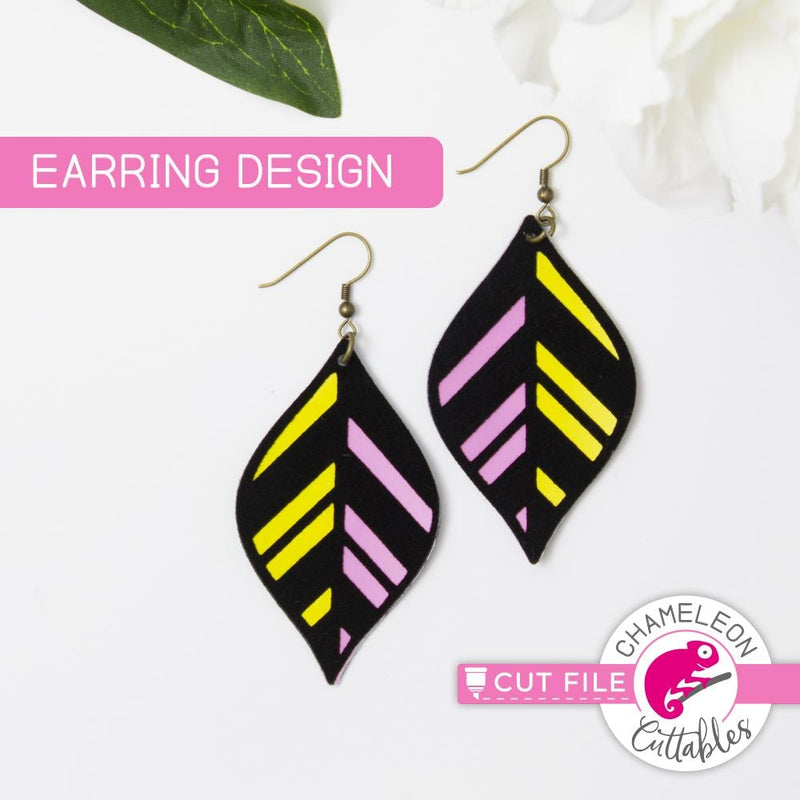 Geometric Leaf B Earring Template svg png dxf eps SVG DXF PNG Cutting File