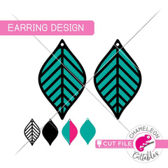 Geometric Leaf Earring Template svg png dxf eps SVG DXF PNG Cutting File