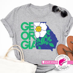 Georgia state flower Cherokee rose layered svg png dxf eps jpeg SVG DXF PNG Cutting File