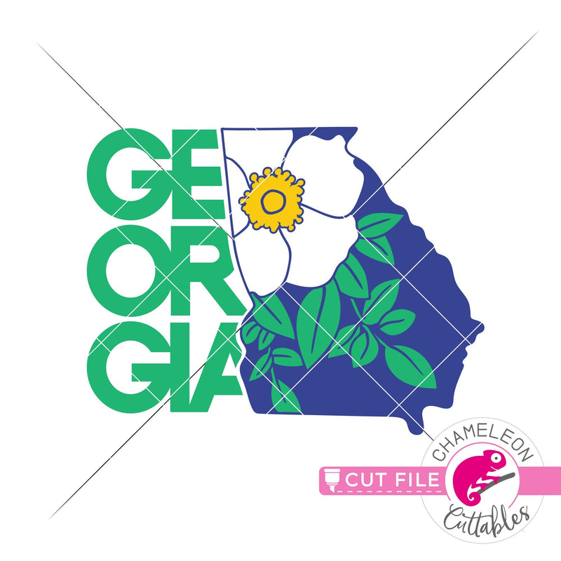 Georgia Cherokee Rose svg png dxf eps Chameleon Cuttables LLC