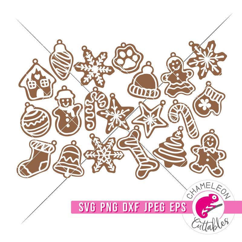 Gingerbread cookies Ornament Bundle svg png dxf eps jpeg SVG DXF PNG Cutting File