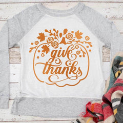 Give Thanks Floral Pumpkin Svg Png Dxf Eps Svg Dxf Png Cutting File