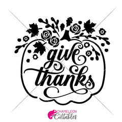 Give Thanks Floral Pumpkin Svg Png Dxf Eps Svg Dxf Png Cutting File