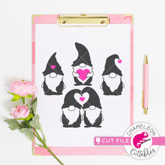 Gnomes Valentines day black svg png dxf eps jpeg SVG DXF PNG Cutting File